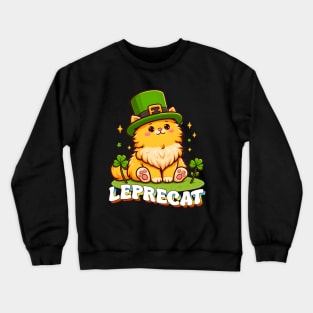 Leprecat Funny Cat St. Patricks Day Crewneck Sweatshirt